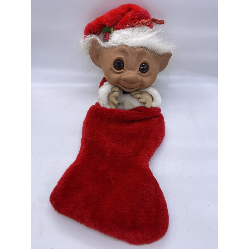 Vintage 31" Troll Christmas Stocking Large Smithy Retro 90's Santa Hat Doll